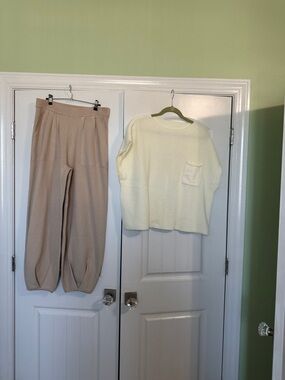Beige Knit Pantsuits - Neutral Knit Pants
